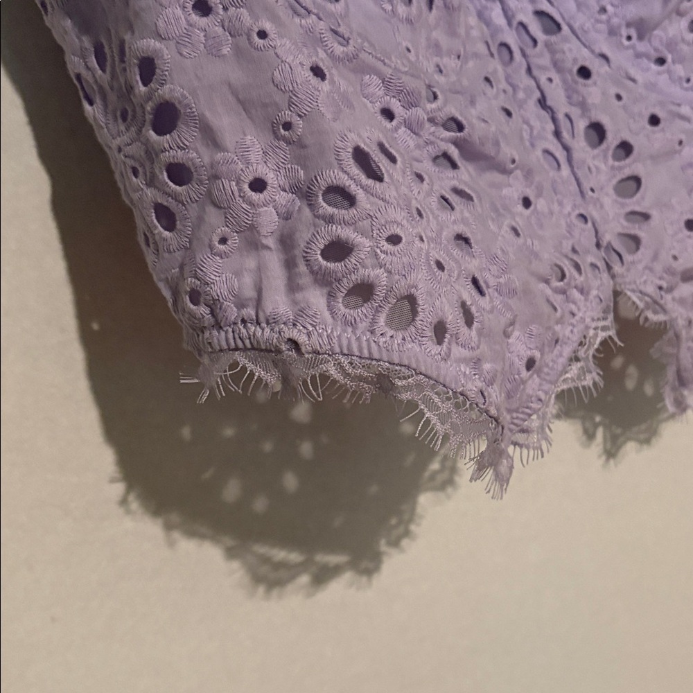 Anthropologie - The Giselle Eyelet Lace Corset Bustier Crop Top. Lavendar. XL - Picture 6 of 14